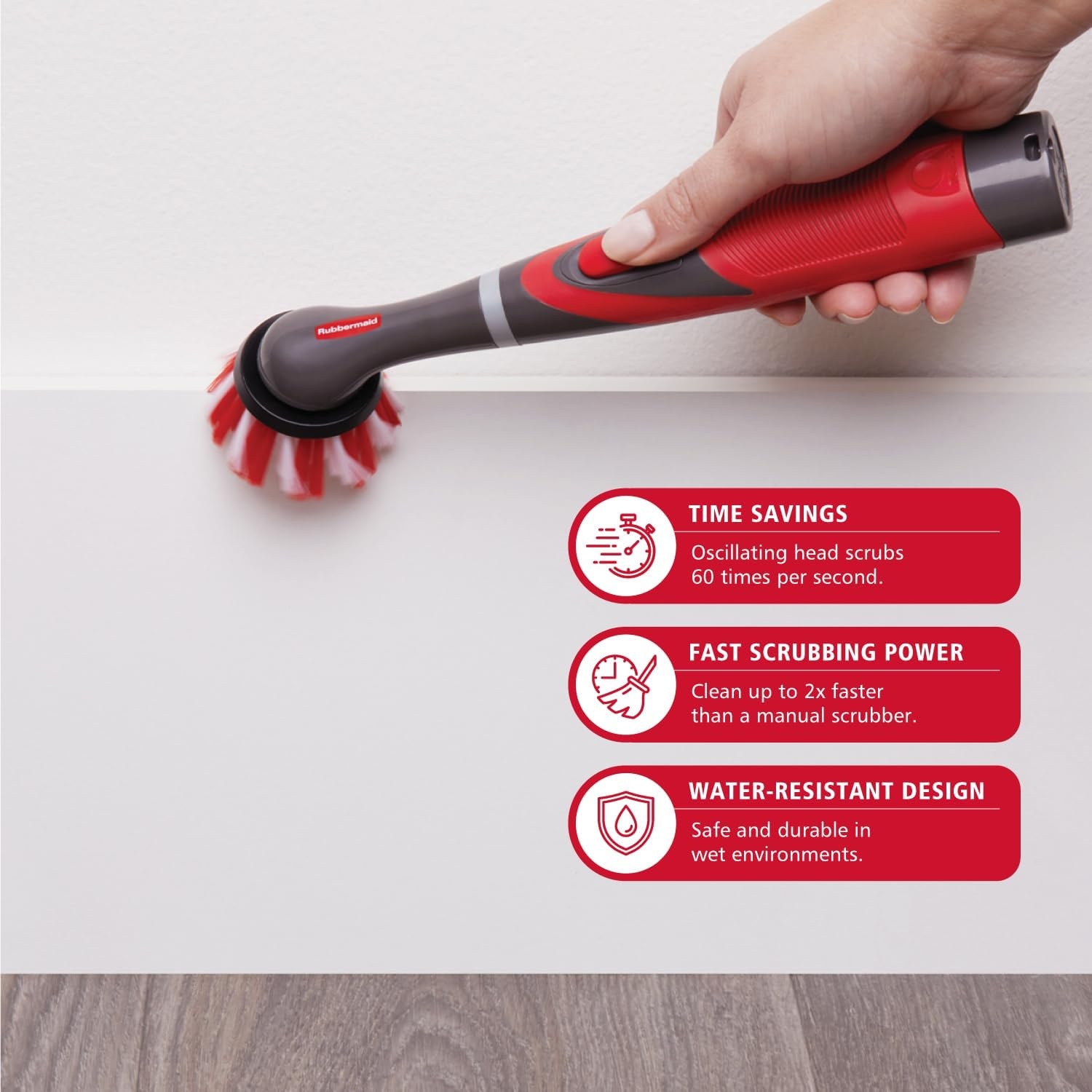 image:imageRubbermaid Reveal Power Scrubber with MultiPurpose amp Grout Head Cordless Electric Battery Powered Scrub Brush Water Resistant for HomeKitchenBathroomGroutTileShowerTub18Piece Kit