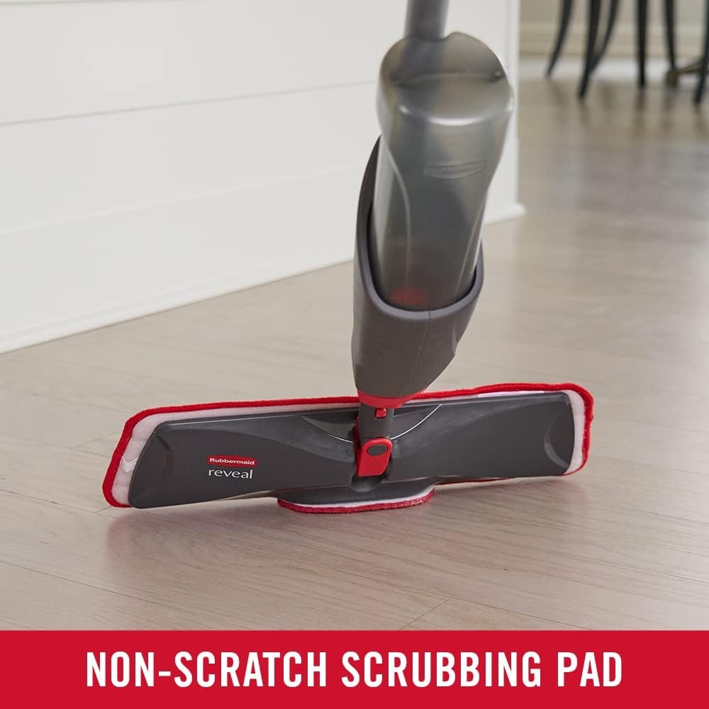 image:imageRubbermaid Reveal Spray Mop Floor Cleaning Kit 3 Reusable Microfiber Wet Pads 1 Refillable Bottle Cordless MultiSurface Mopping for All HomeBathroomOffice Floors