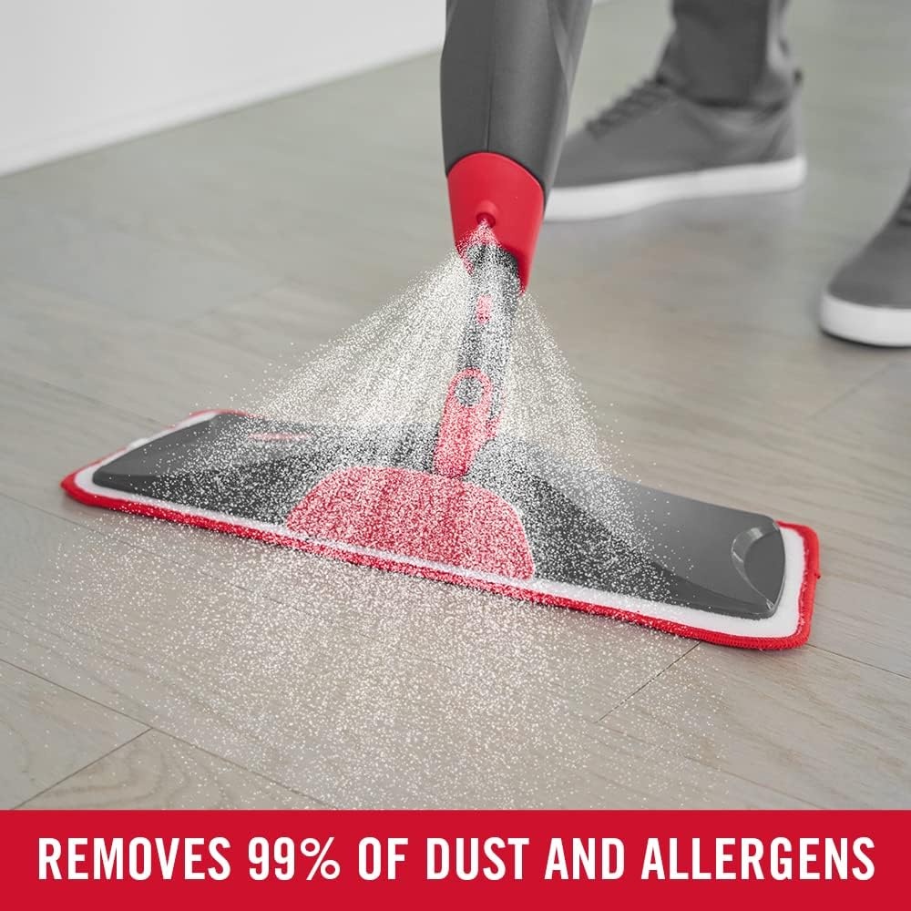 image:imageRubbermaid Reveal Spray Mop Floor Cleaning Kit 3 Reusable Microfiber Wet Pads 1 Refillable Bottle Cordless MultiSurface Mopping for All HomeBathroomOffice Floors