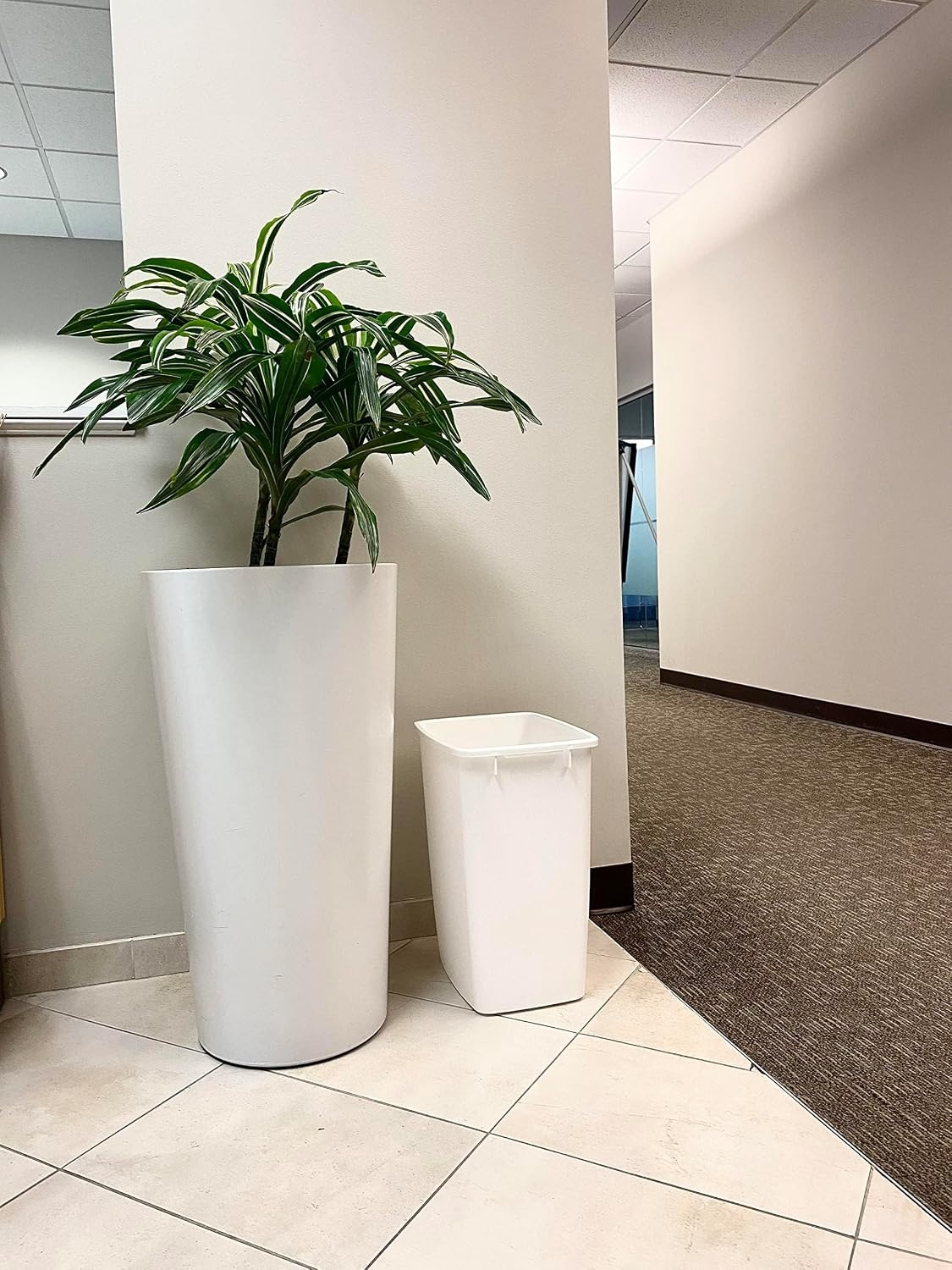 image:imageRubbermaid Small Kitchen Bathroom Trash Can 9 Gallons White Waste Basket for Under CounterKitchenOfficeBedroomBathroom