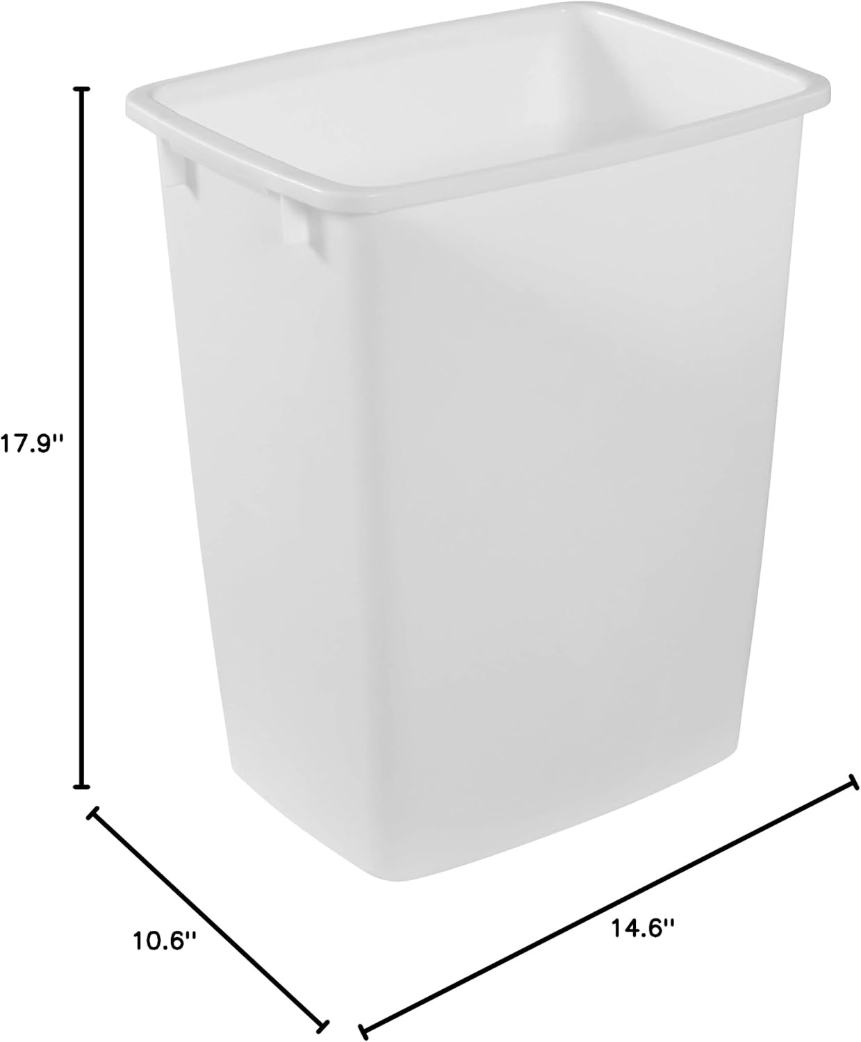 image:imageRubbermaid Small Kitchen Bathroom Trash Can 9 Gallons White Waste Basket for Under CounterKitchenOfficeBedroomBathroom