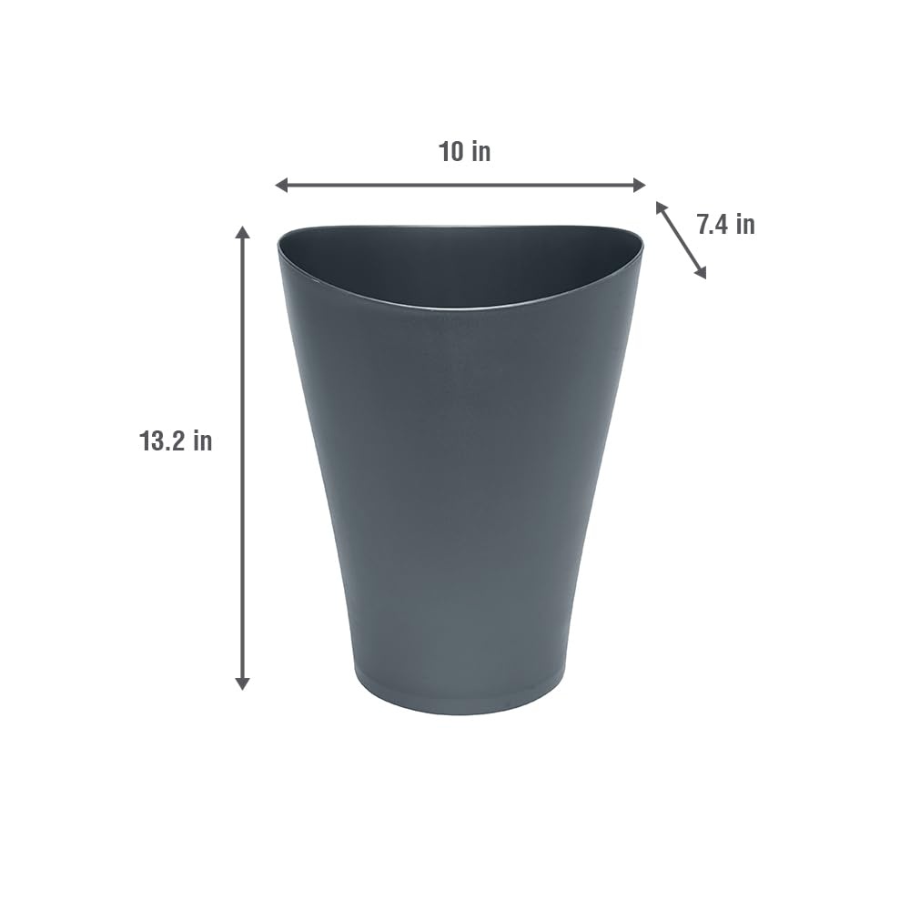 image:imageRubbermaid Spa Works Compact Contemporary Style 9 Quart Indoor Open Vanity Home Trash Container WhiteGunmetal Blue