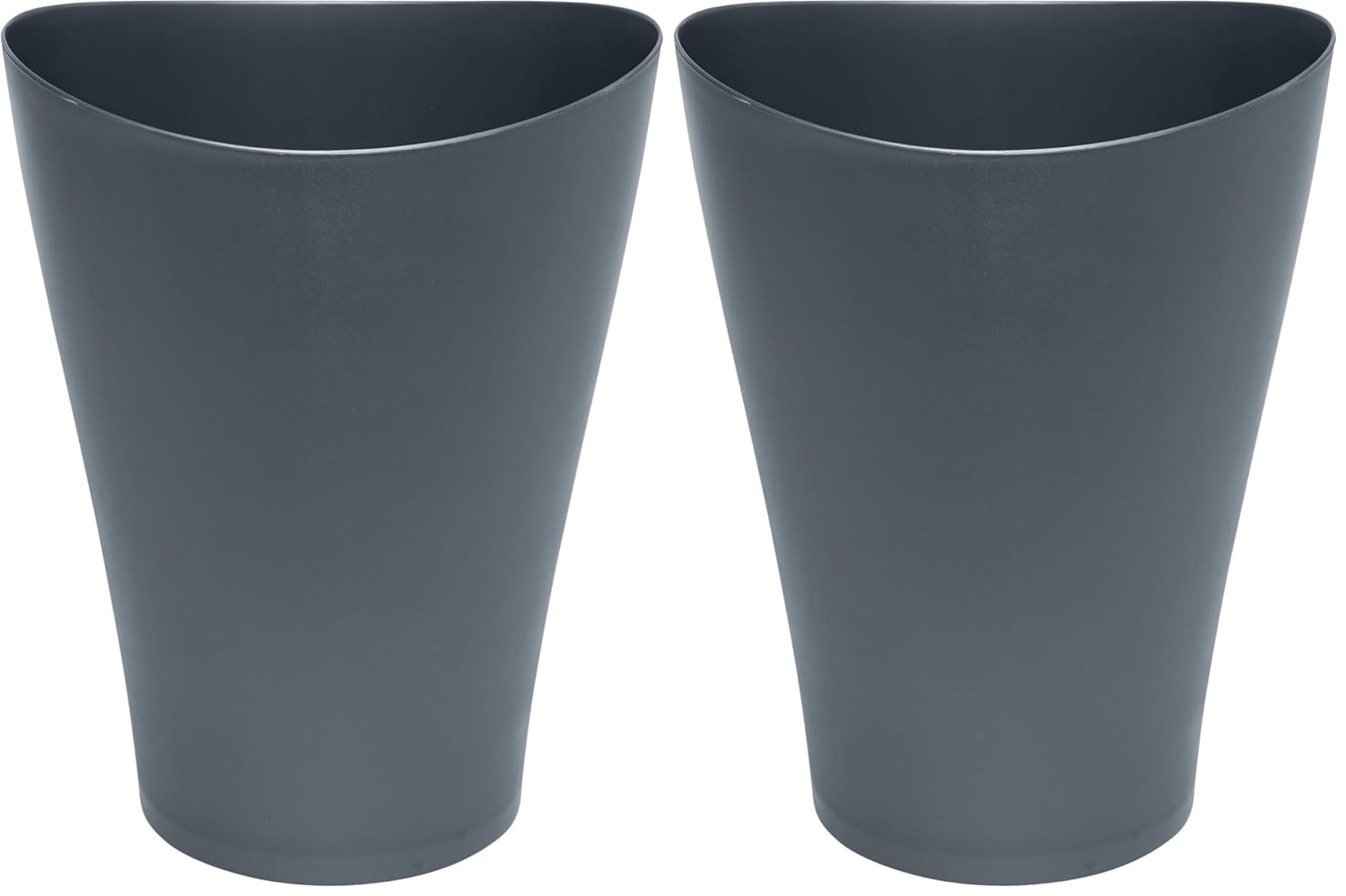 image:imageRubbermaid Spa Works Compact Contemporary Style 9 Quart Indoor Open Vanity Home Trash Container WhiteGunmetal Blue