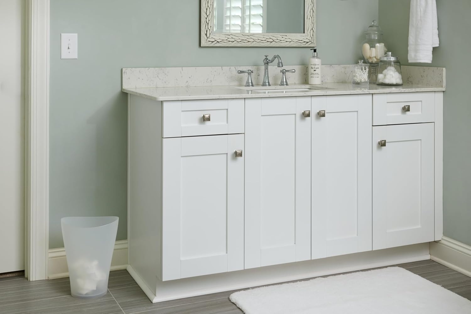 image:imageRubbermaid Spa Works Compact Contemporary Style 9 Quart Indoor Open Vanity Home Trash Container WhiteWhite