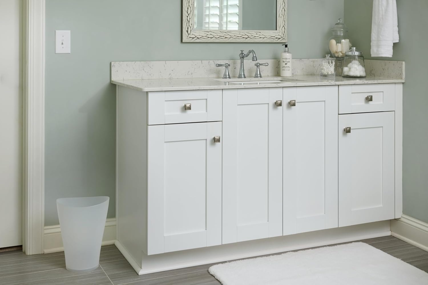 image:imageRubbermaid Spa Works Compact Contemporary Style 9 Quart Indoor Open Vanity Home Trash Container WhiteWhite