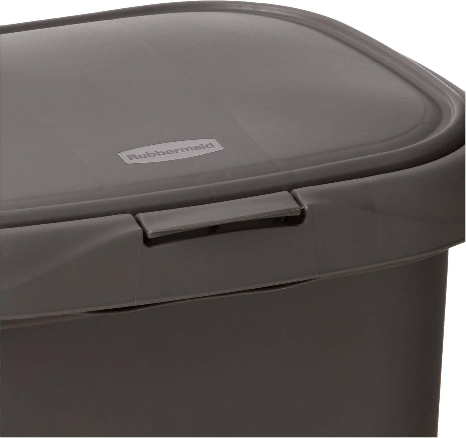 image:imageRubbermaid Spring Top Trash Can with Lid 13 Gallon Gray Plastic Garbage Bin for HomeKitchenOfficeGarageGray