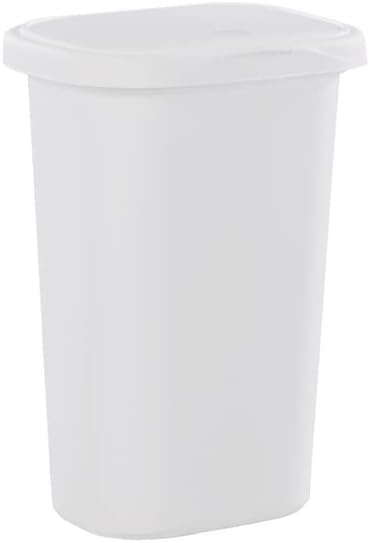 image:imageRubbermaid Spring Top Trash Can with Lid 13 Gallon Gray Plastic Garbage Bin for HomeKitchenOfficeGarageWhite