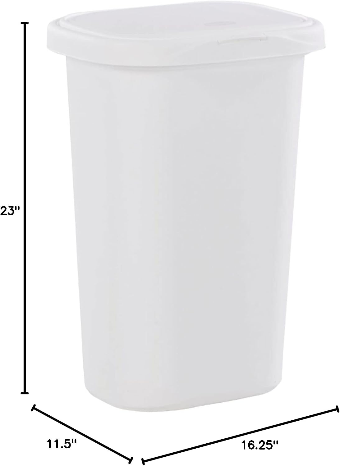 image:imageRubbermaid Spring Top Trash Can with Lid 13 Gallon Gray Plastic Garbage Bin for HomeKitchenOfficeGarageWhite