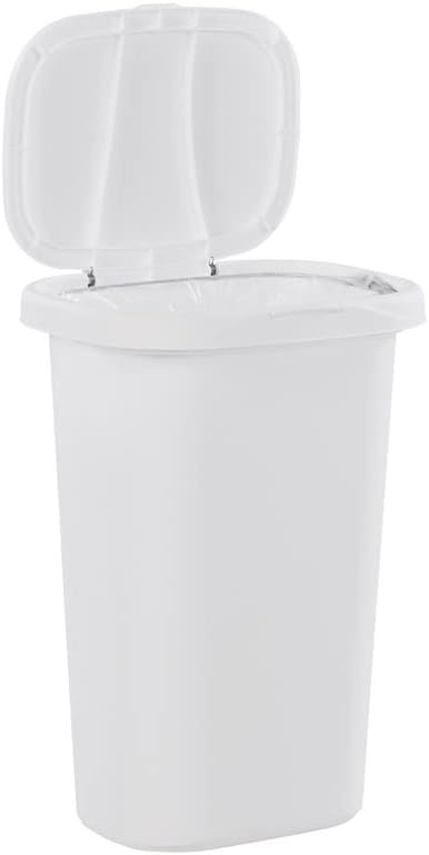 image:imageRubbermaid Spring Top Trash Can with Lid 13 Gallon Gray Plastic Garbage Bin for HomeKitchenOfficeGarageWhite