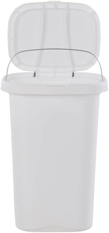 image:imageRubbermaid Spring Top Trash Can with Lid 13 Gallon Gray Plastic Garbage Bin for HomeKitchenOfficeGarageWhite