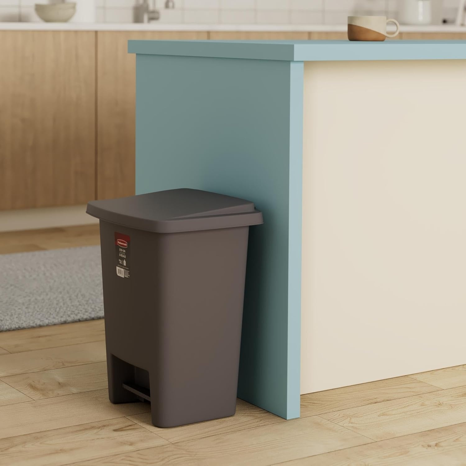 image:imageRubbermaid StepOn Trash Can with Lid 825Gallon Gray Easy Clean Wastebasket for HomeKitchenBedroomOfficeGray