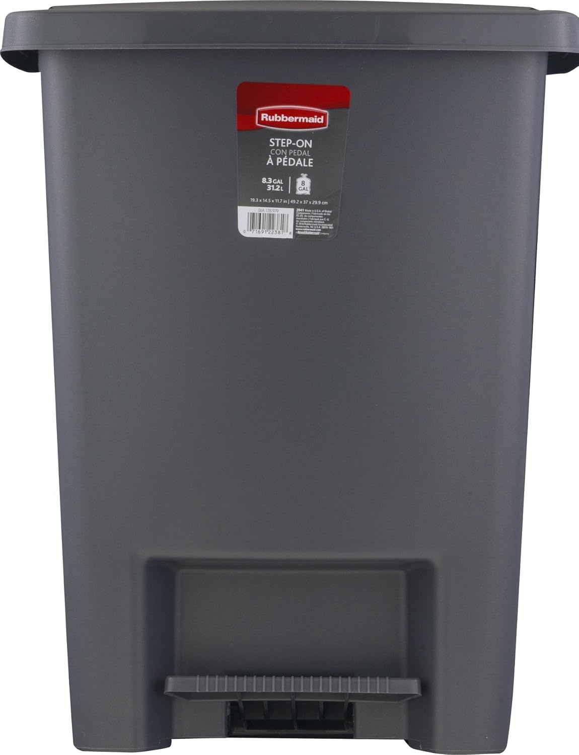 image:imageRubbermaid StepOn Trash Can with Lid 825Gallon Gray Easy Clean Wastebasket for HomeKitchenBedroomOfficeGray