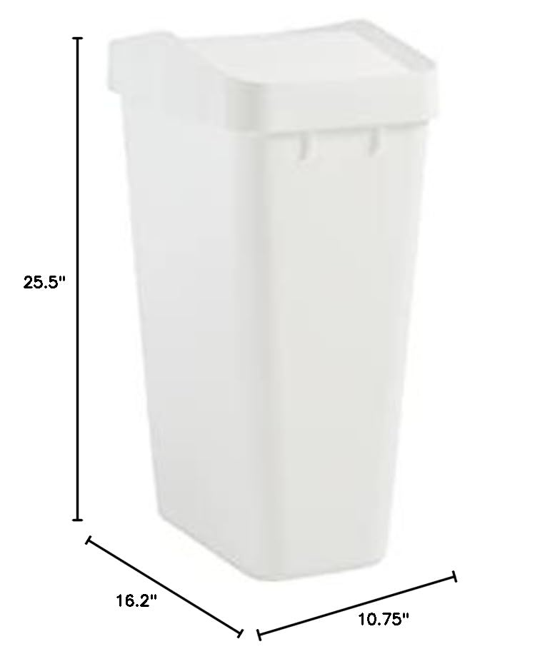 image:imageRubbermaid Swing Top Recycling Container Easy Access Disposal and Slim Modern Recycle Bin with Lid 122 Gallon Capacity Black for HomeKitchenHotelLobbyOfficeGarageWhite