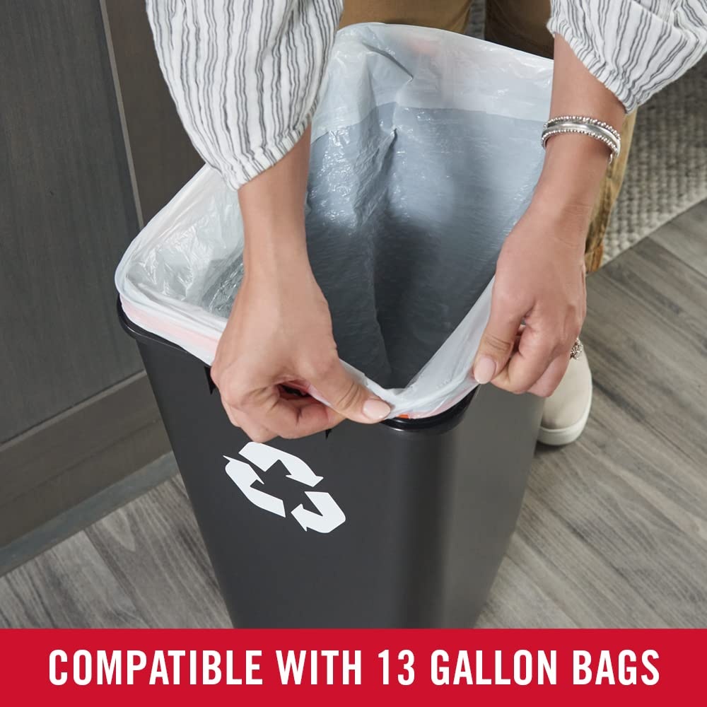 image:imageRubbermaid Swing Top Recycling Container Easy Access Disposal and Slim Modern Recycle Bin with Lid 122 Gallon Capacity Black for HomeKitchenHotelLobbyOfficeGarageBlack Recycling