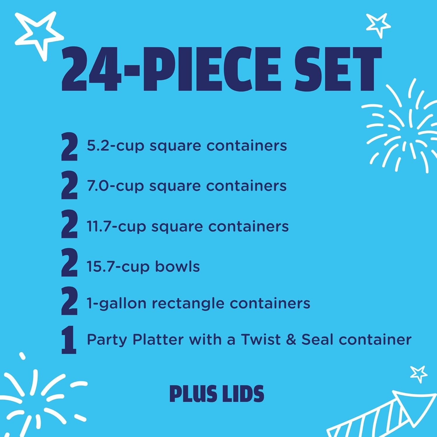 image:imageRubbermaid TakeAlongs SpecialEdition Americana 13Piece Set of Food Storage Containers with Lids Including Two Pitchers and Ice Tray QuikClik Seal BPAFree24Piece