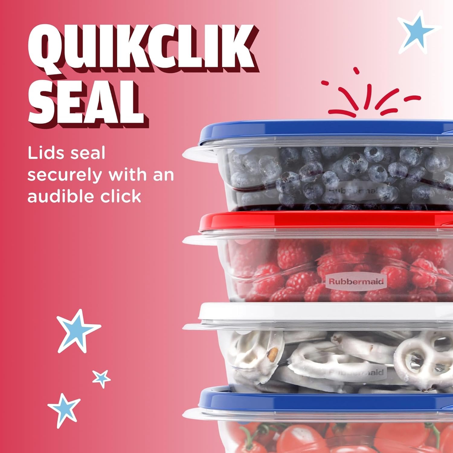 image:imageRubbermaid TakeAlongs SpecialEdition Americana 13Piece Set of Food Storage Containers with Lids Including Two Pitchers and Ice Tray QuikClik Seal BPAFree22Piece