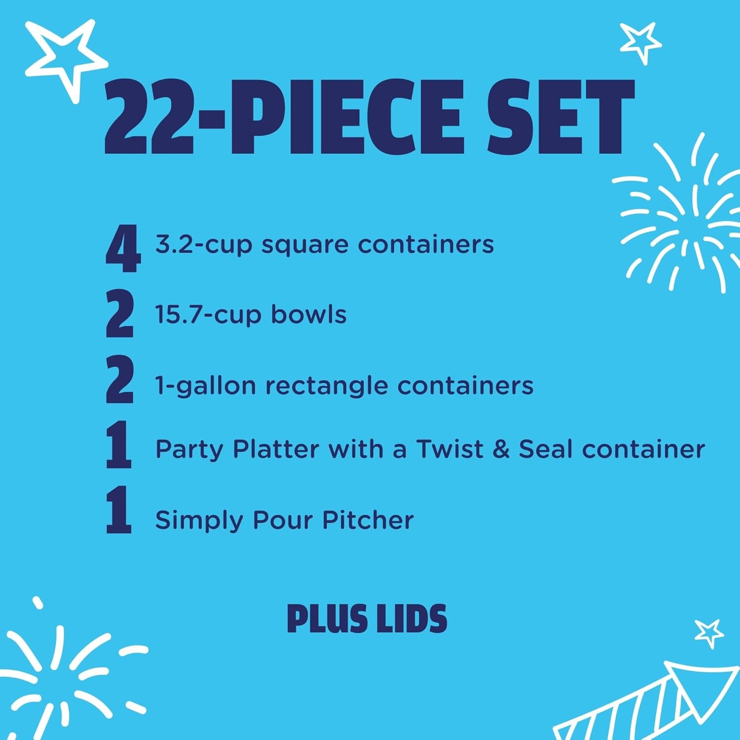 image:imageRubbermaid TakeAlongs SpecialEdition Americana 13Piece Set of Food Storage Containers with Lids Including Two Pitchers and Ice Tray QuikClik Seal BPAFree22Piece