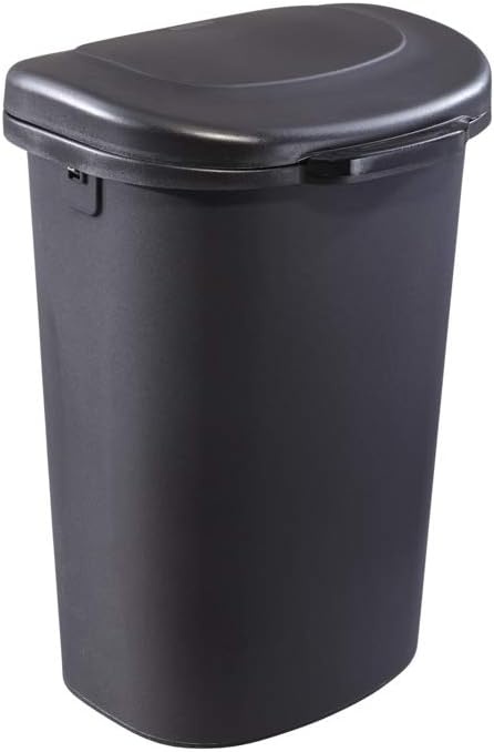 image:imageRubbermaid TouchTop Kitchen Trash Can with Lid 122 Gallon Black Garbage Container for HomeKitchenApartmentGarageBlack