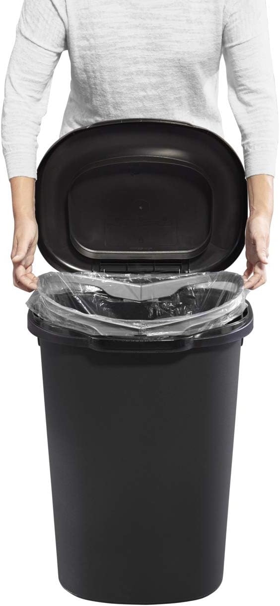 image:imageRubbermaid TouchTop Kitchen Trash Can with Lid 122 Gallon Black Garbage Container for HomeKitchenApartmentGarageBlack