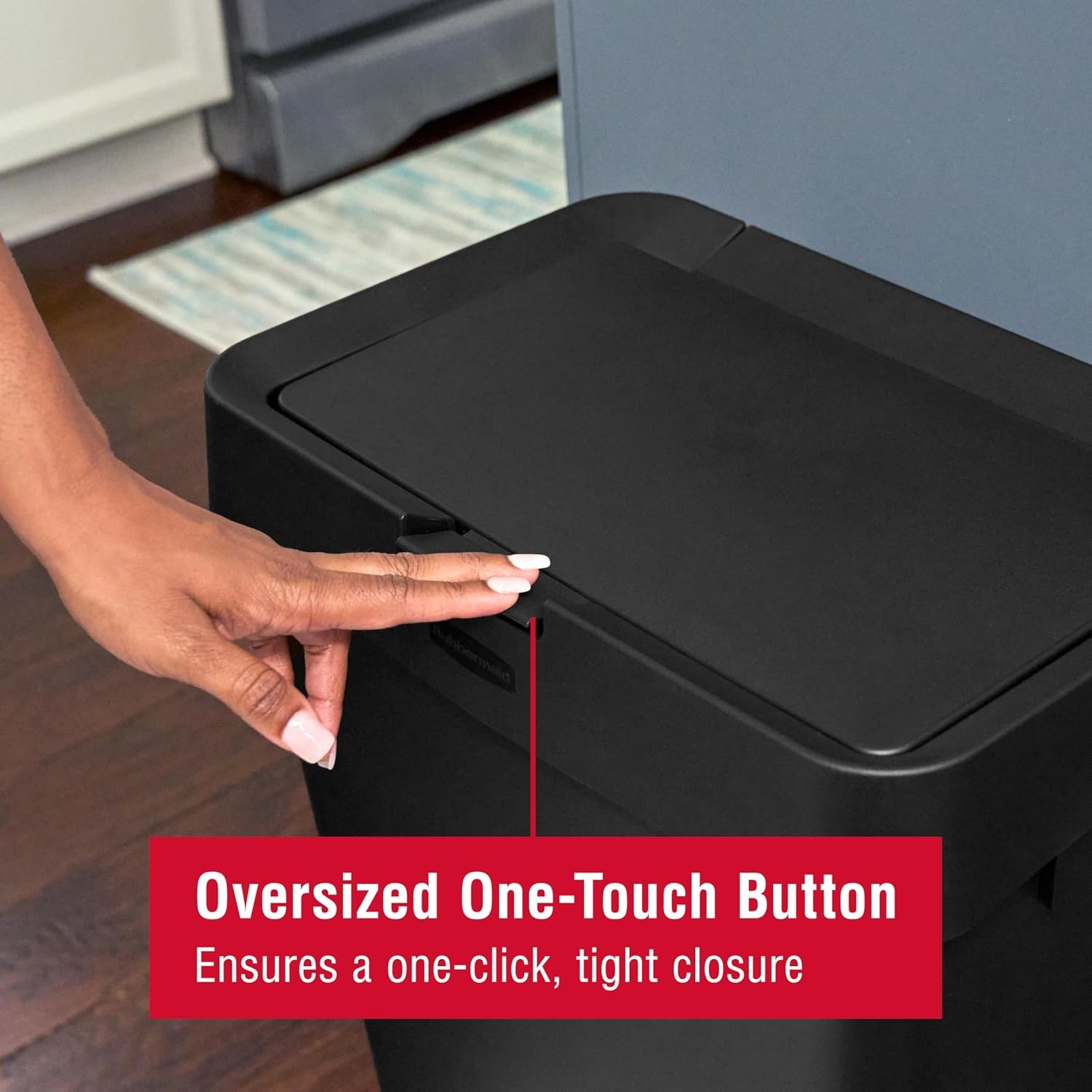 image:imageRubbermaid TouchTop Kitchen Trash Can with Lid 122 Gallon Black Garbage Container for HomeKitchenApartmentGarageBlack