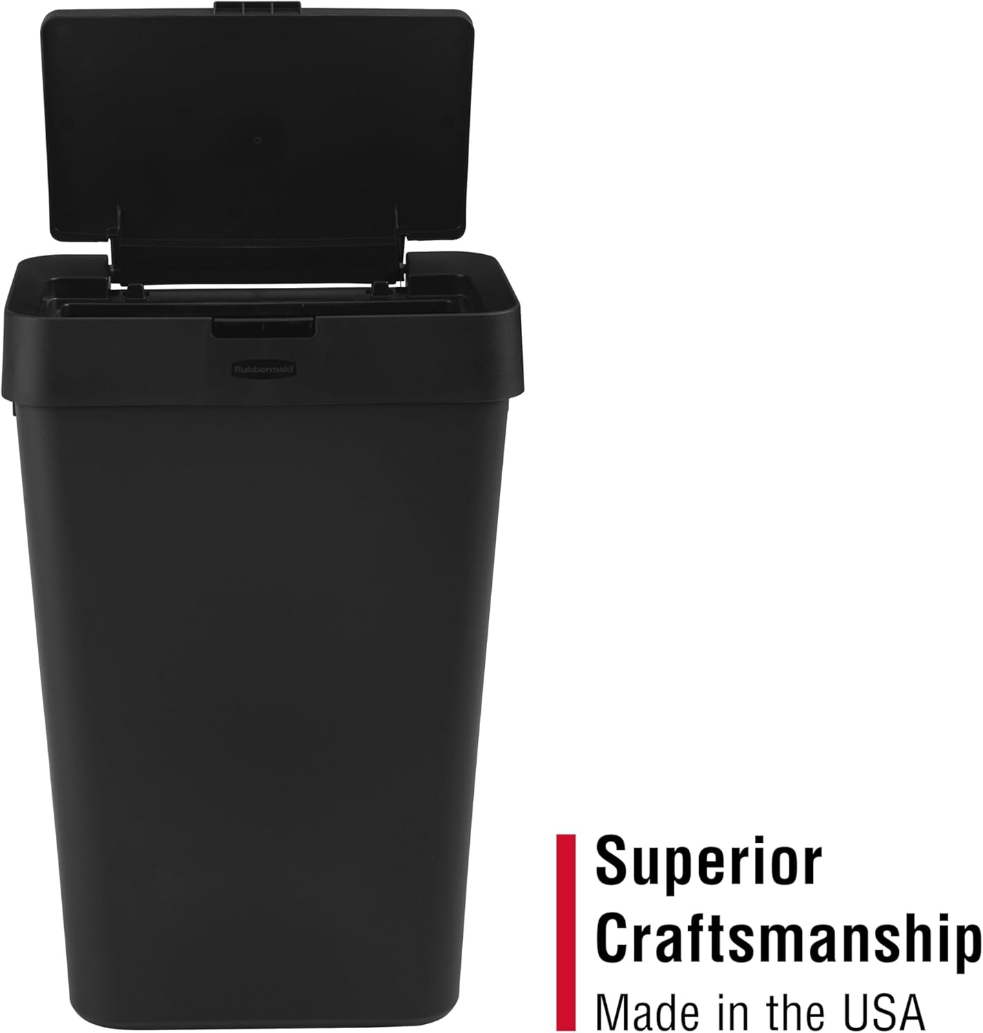 image:imageRubbermaid TouchTop Kitchen Trash Can with Lid 122 Gallon Black Garbage Container for HomeKitchenApartmentGarageBlack