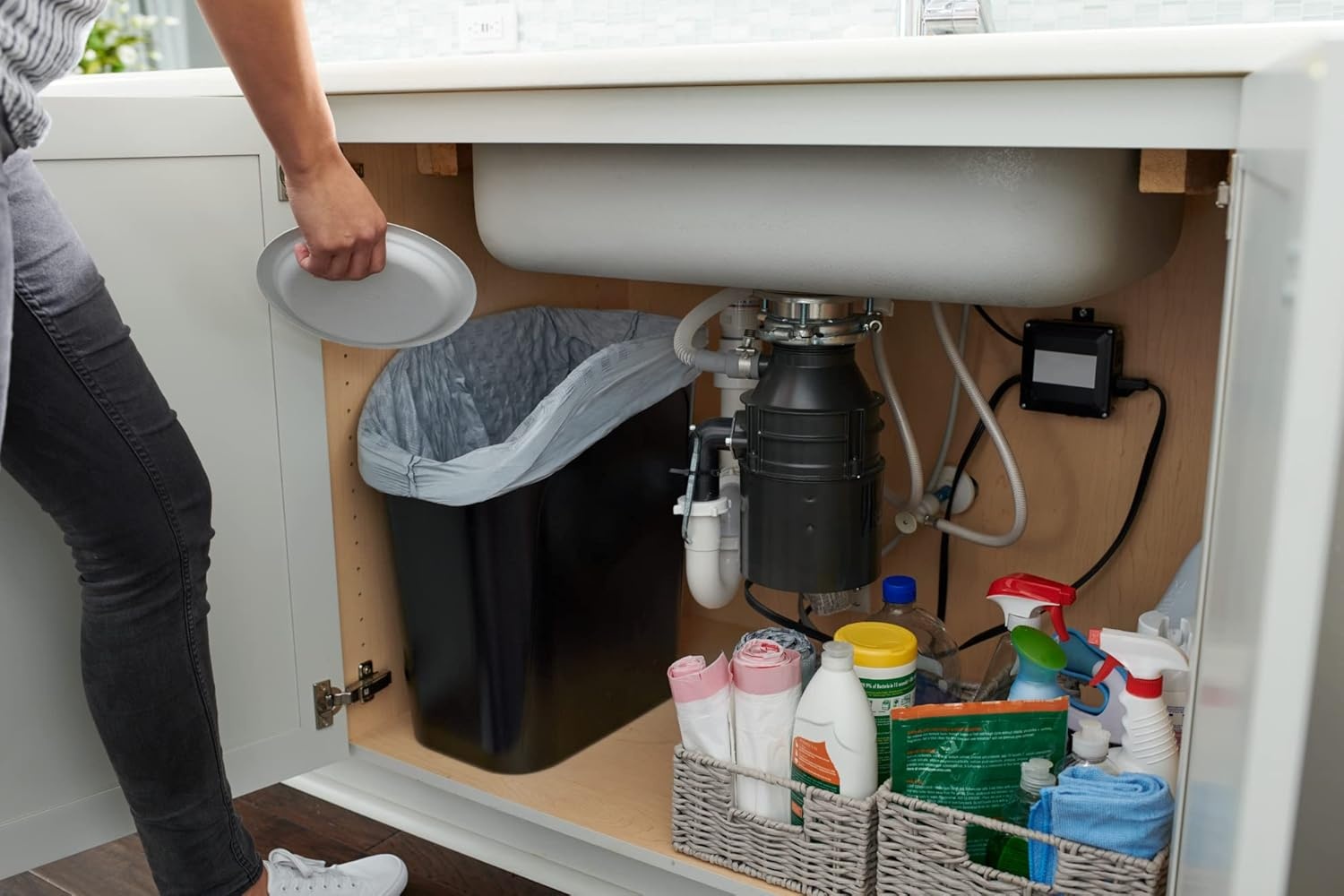 image:imageRubbermaid Undercounter Small Trash Can 2 Pack Blue and Black for RecyclingWaste 94Gallon Fits under SinkDeskCabinet for use in KitchenBathroomOffice