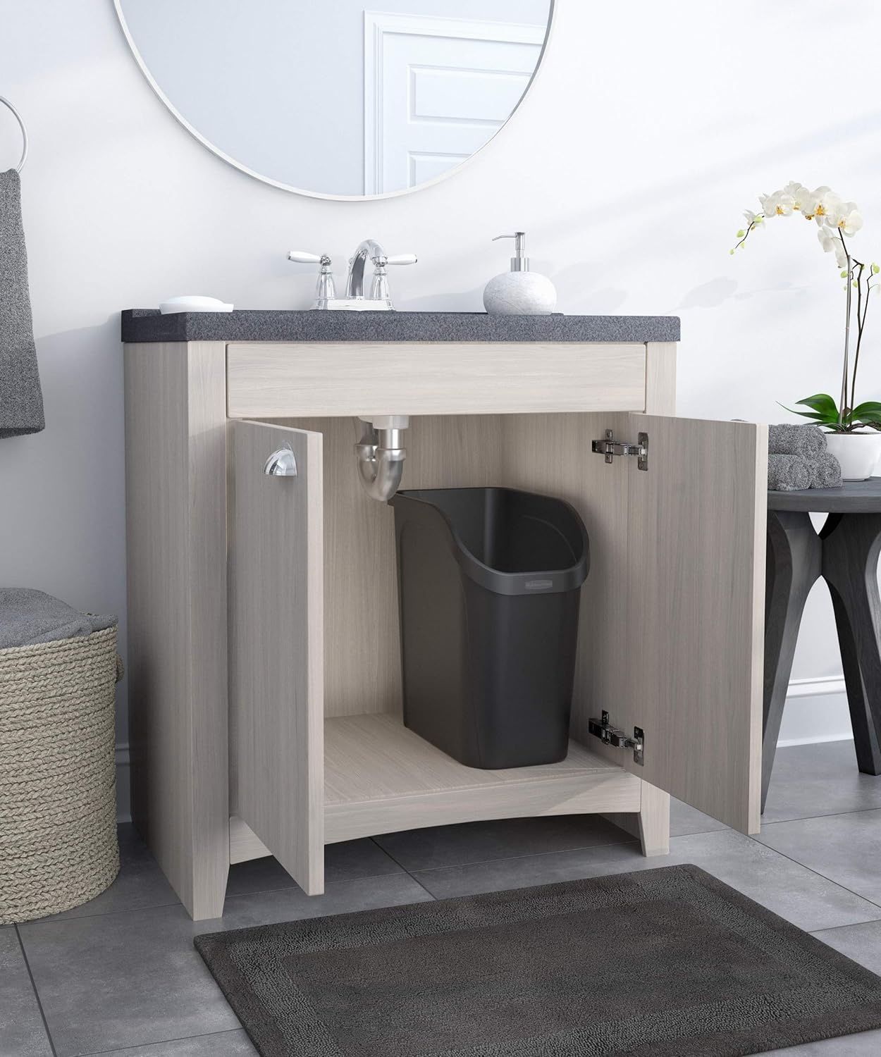 image:imageRubbermaid Undercounter Small Trash Can 2 Pack Blue and Black for RecyclingWaste 94Gallon Fits under SinkDeskCabinet for use in KitchenBathroomOffice