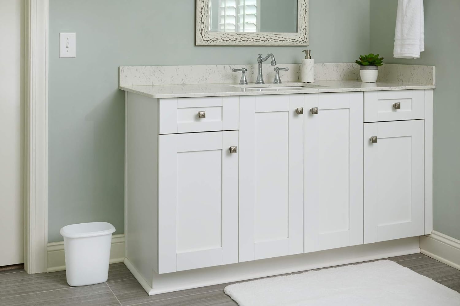 image:imageRubbermaid Vanity Trash CanWastebasket 15Gallons6Quarts White for Under CounterKitchenOfficeBedroomBathroom1 Pack