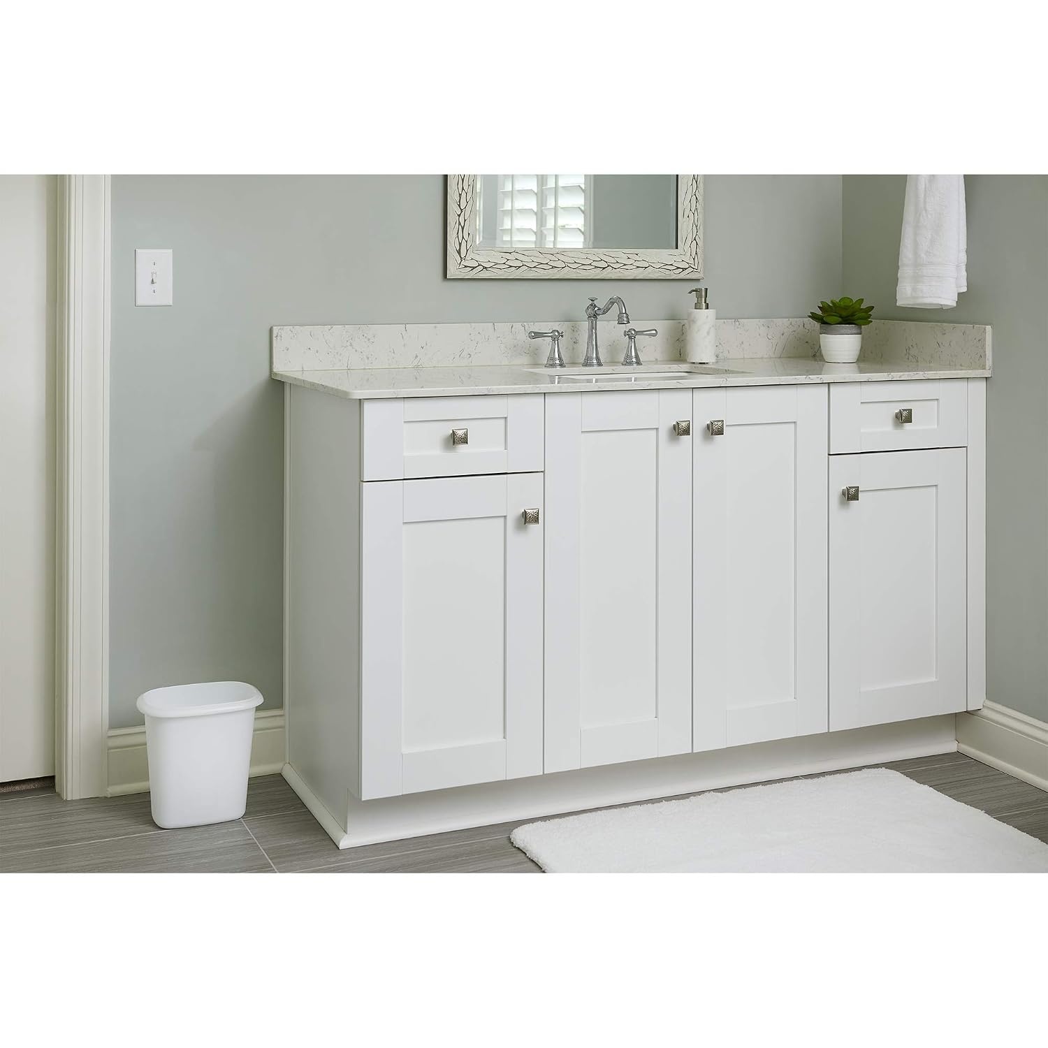 image:imageRubbermaid Vanity Trash CanWastebasket 15Gallons6Quarts White for Under CounterKitchenOfficeBedroomBathroom3 Pack