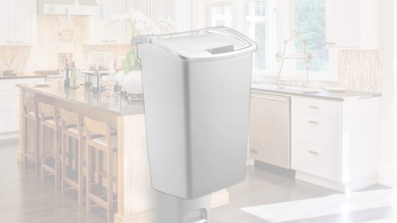 image:imageRubbermaidWhite DualAction Swing Lid Trash Can 1125 Gallon for HomeKitchenBathroomGarbageWhite