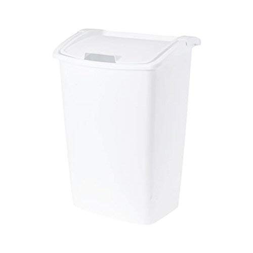 image:imageRubbermaidWhite DualAction Swing Lid Trash Can 1125 Gallon for HomeKitchenBathroomGarbageWhite