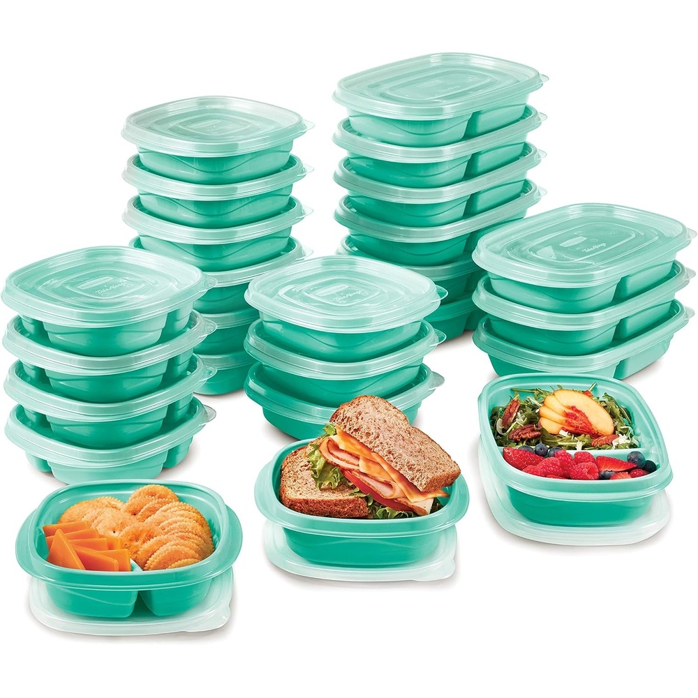 image:imageRubbermaid 50Piece Food Storage Containers Set with Lids Teal Splash Perfect for Lunch Meal Prep Leftovers amp More Top Rack Dishwasher Safe BPAFree Plastic