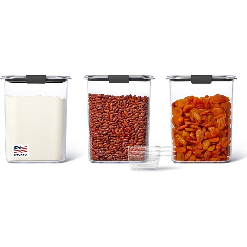 image:imageRubbermaid Brilliance BPAFree Food Storage Containers with Lids Airtight Kitchen and Pantry Organization Set Includes 3 Containers and Scoops Clear 16 cups16 Cup 6Piece