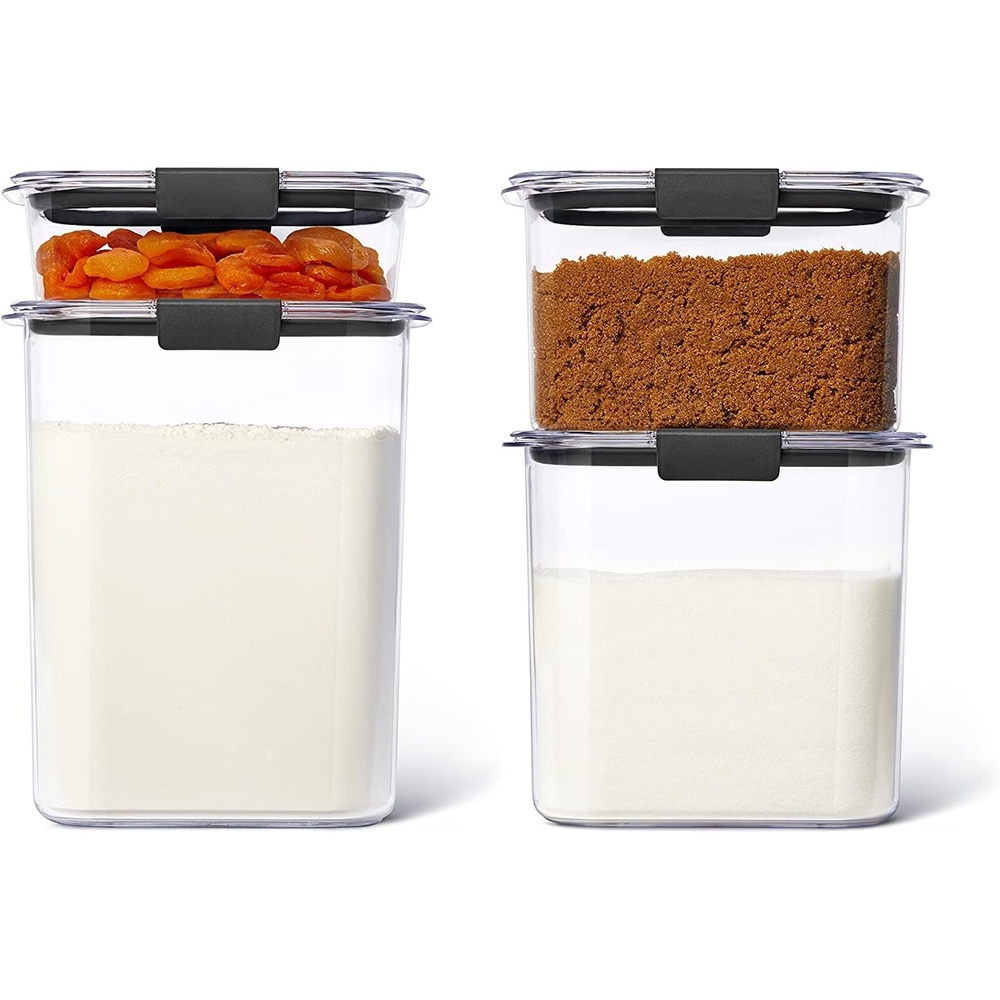 image:imageRubbermaid Brilliance BPAFree Food Storage Containers with Lids Airtight Kitchen and Pantry Organization Set Includes 3 Containers and Scoops Clear 16 cupsAssorted Sizes 8Piece