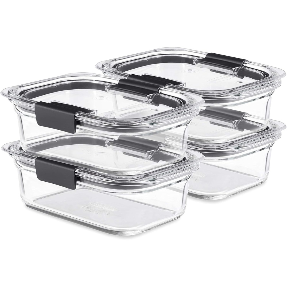 image:imageRubbermaid Brilliance Glass Round LeakProof 6Piece Set Food Storage Containers Food Containers with Lids Meal Prep Containers32 Cup 8Piece