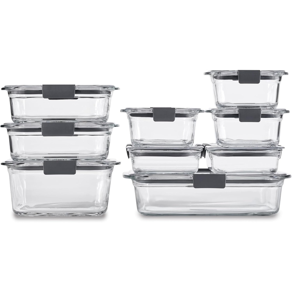 image:imageRubbermaid Brilliance Glass Round LeakProof 6Piece Set Food Storage Containers Food Containers with Lids Meal Prep ContainersAssorted Sizes 18Piece