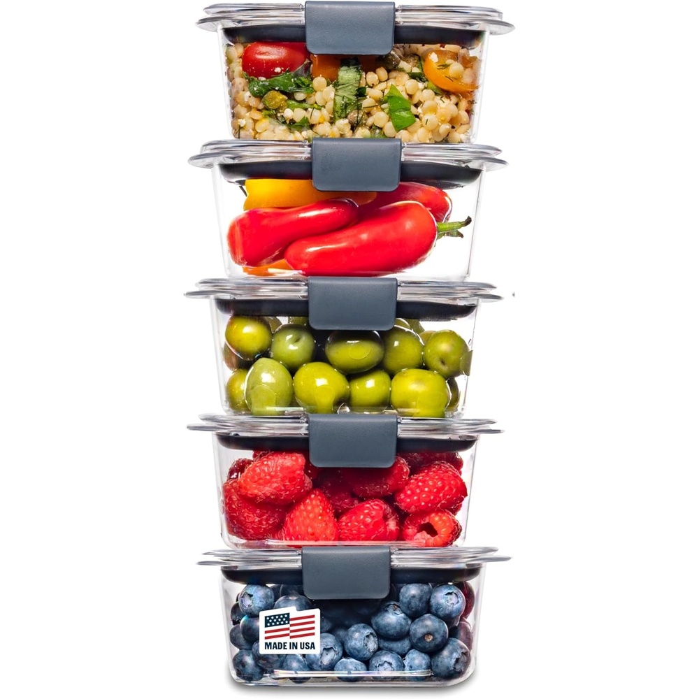 image:imageRubbermaid Brilliance Tritan Plastic Food Storage Containers BPA Free Airtight Lids Ideal for Lunch Meal Prep amp Leftovers Set of 5 32 Cup13 cup 10Piece