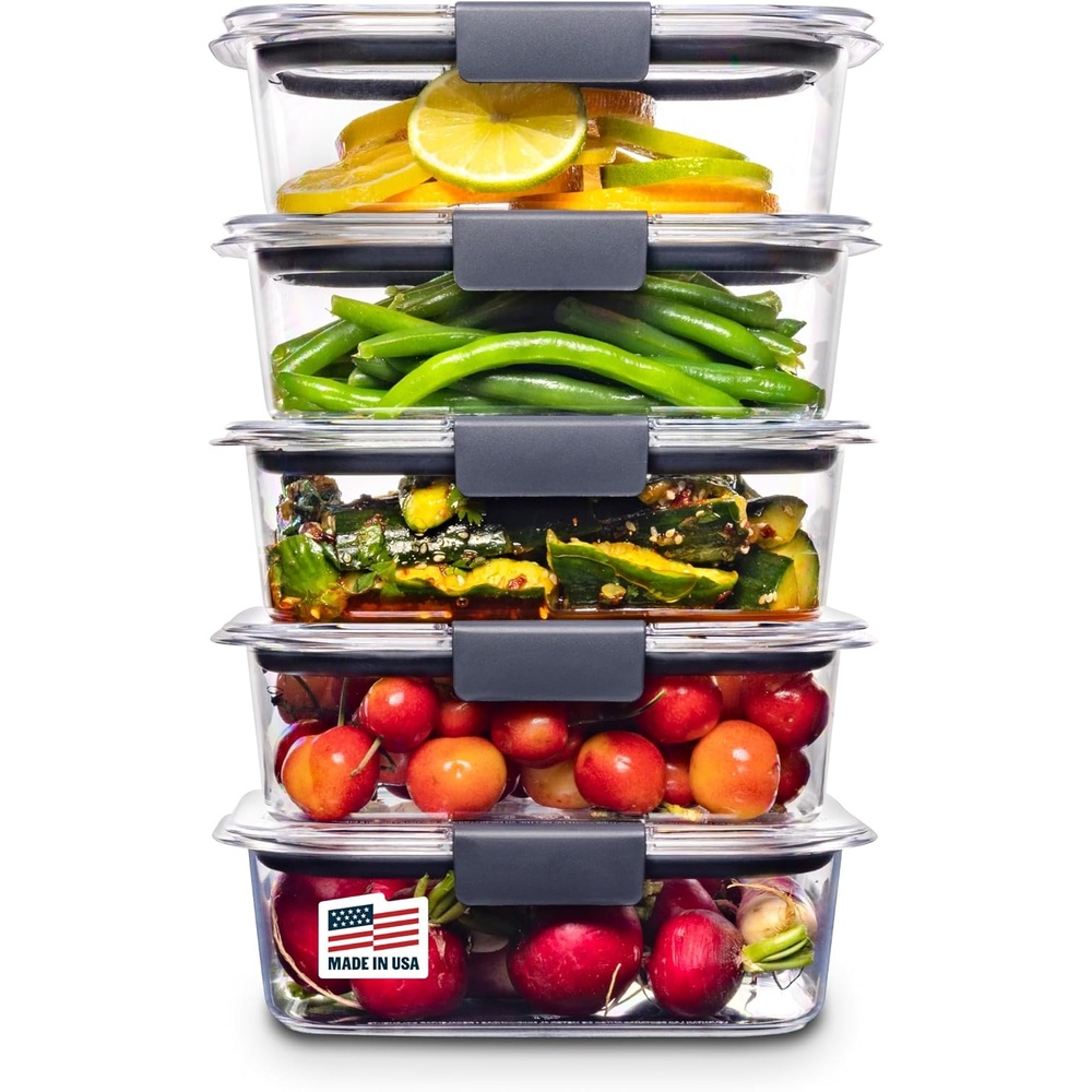 image:imageRubbermaid Brilliance Tritan Plastic Food Storage Containers BPA Free Airtight Lids Ideal for Lunch Meal Prep amp Leftovers Set of 5 32 Cup32 cup 10Piece