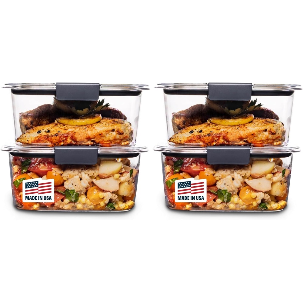 image:imageRubbermaid Brilliance Tritan Plastic Food Storage Containers BPA Free Airtight Lids Ideal for Lunch Meal Prep amp Leftovers Set of 5 32 Cup47 Cup