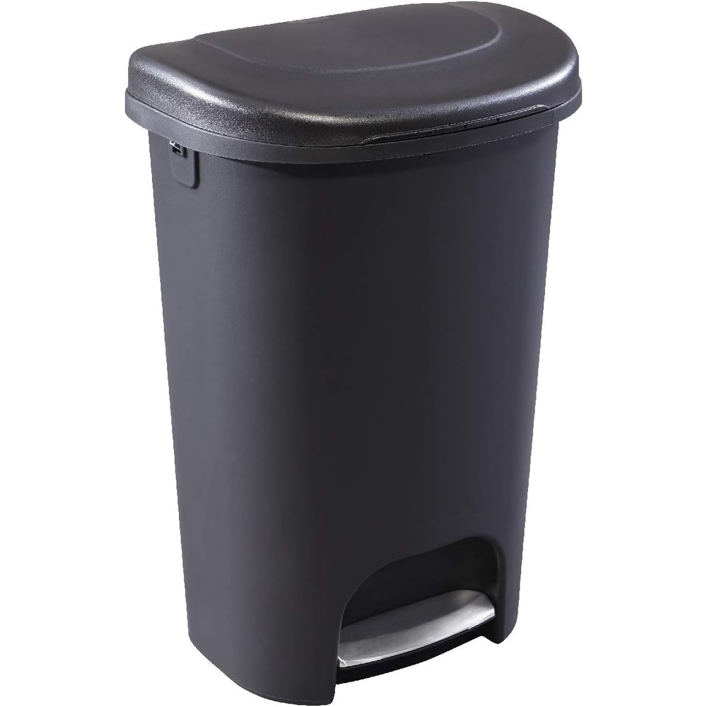 image:imageRubbermaid Classic StepOn Trash Can with Lid 13Gallon Black Easy Clean Wastebasket for HomeKitchenBedroomOfficeGarageBlack
