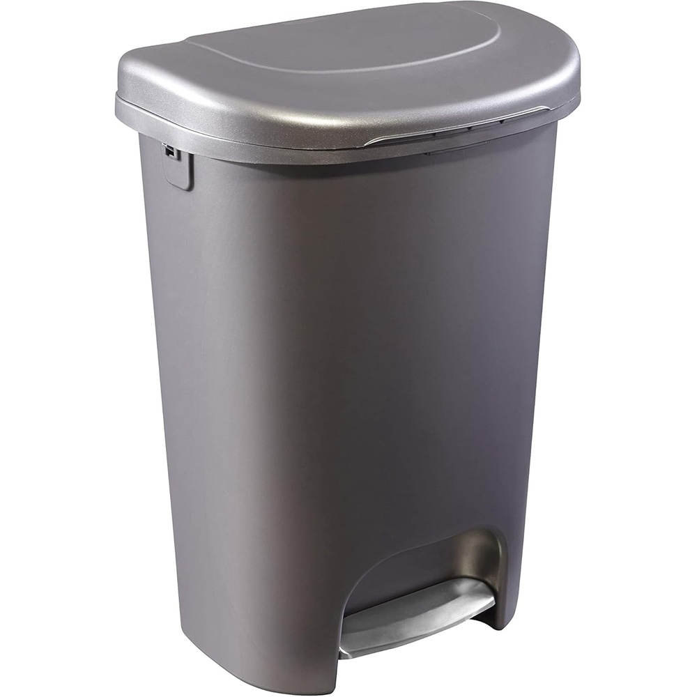 image:imageRubbermaid Classic StepOn Trash Can with Lid 13Gallon Black Easy Clean Wastebasket for HomeKitchenBedroomOfficeGarageBronze