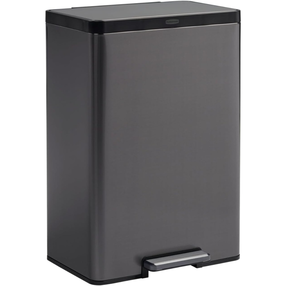 image:imageRubbermaid Elite Stainless Steel Metal Dual Stream StepOn Trash Can for Waste and Recycling 159 Gallon Charcoal Trash and Recycle Bin Combo for HomeKitchenGarageApartmentOffice105 Gallon