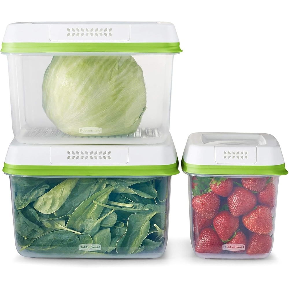 image:imageRubbermaid FreshWorks Produce Saver Medium and Large Storage Containers 6 Piece Set3Pack Assorted Sizes