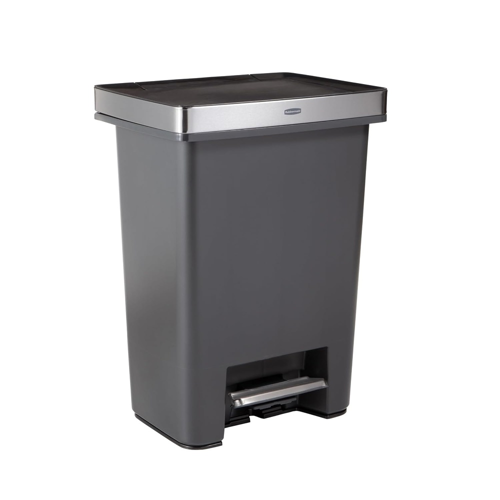 image:imageRubbermaid HighCapacity StepOn Trash Can 19 Gallon Single or Dual Stream Trash or Recycling Charcoal StainlessSteel Pedal for HomeKitchenGarageApartmentMetal Rim