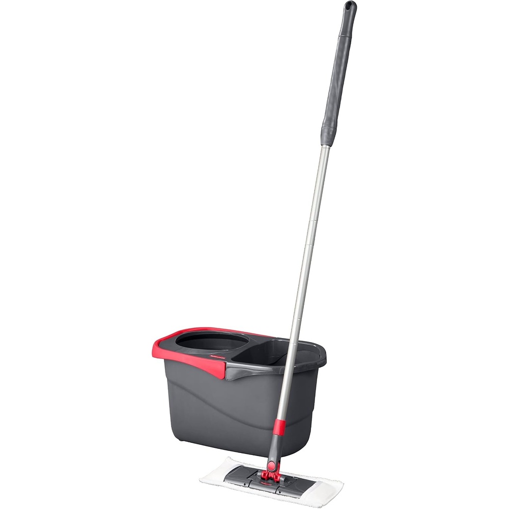 image:imageRubbermaid Microfiber Flat Spin Mop Floor Cleaning System with Wringer Bucket Red Flat Floor Mop for HardwoodLaminateVinylTileStone Floors