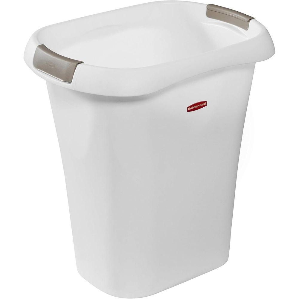 image:imageRubbermaid Open Top Trash Can 53Gallon White Plastic WastebasketGarbage Bin for HomeKitchenBathroomGarage