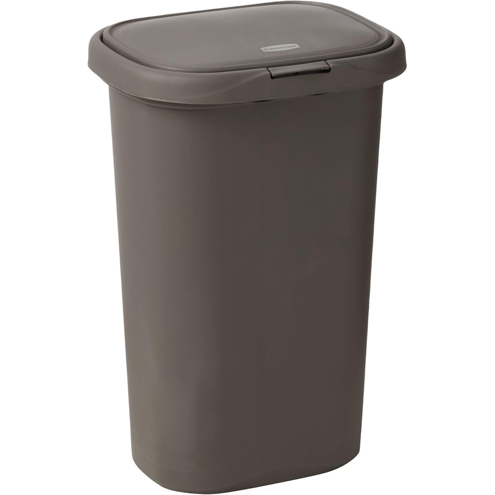image:imageRubbermaid Spring Top Trash Can with Lid 13 Gallon Gray Plastic Garbage Bin for HomeKitchenOfficeGarageGray