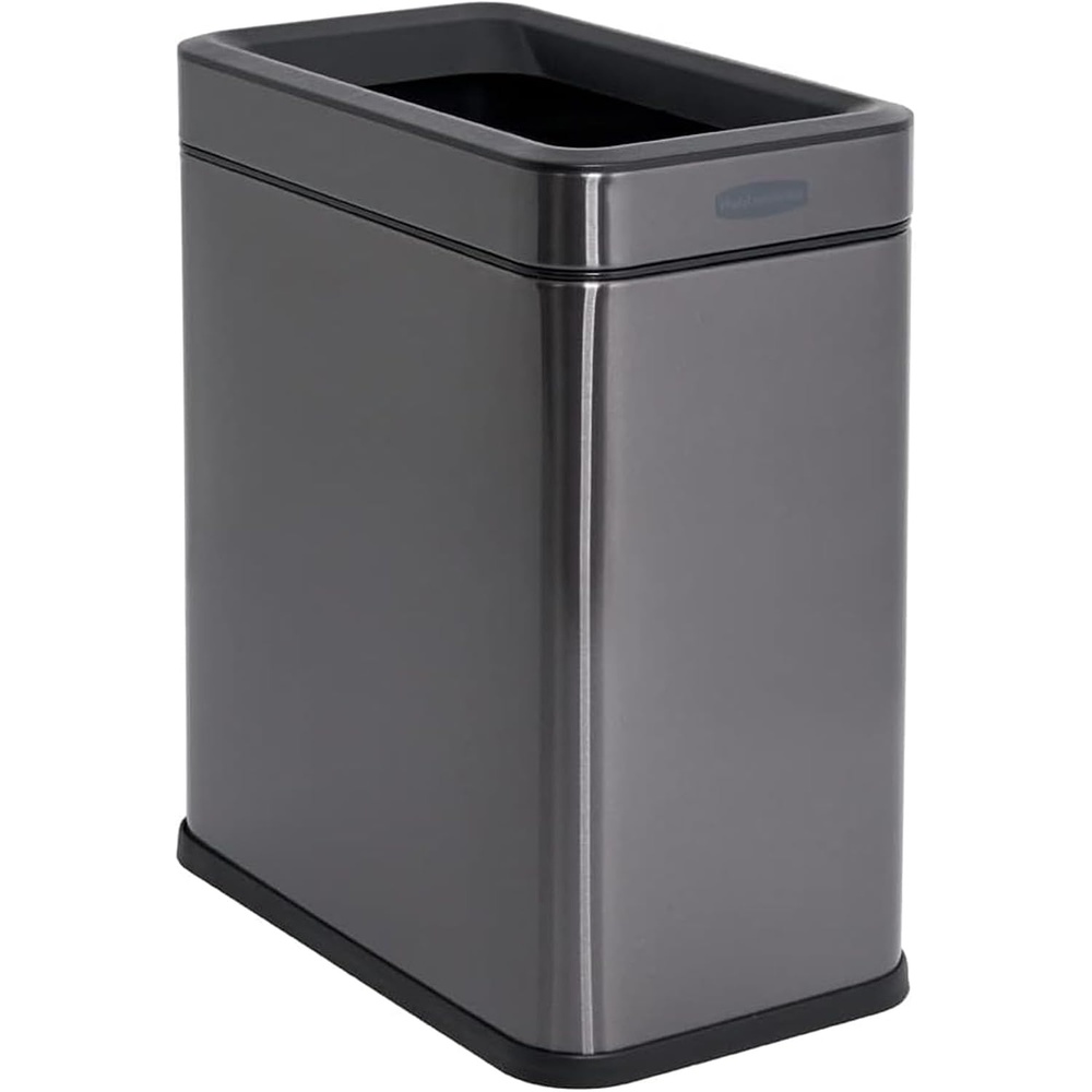 image:imageRubbermaid Stainless Steel Slim StepOn Trash Can 26Gallon Charcoal Wastebasket with Lid for HomeBathroomKitchenOpen Top
