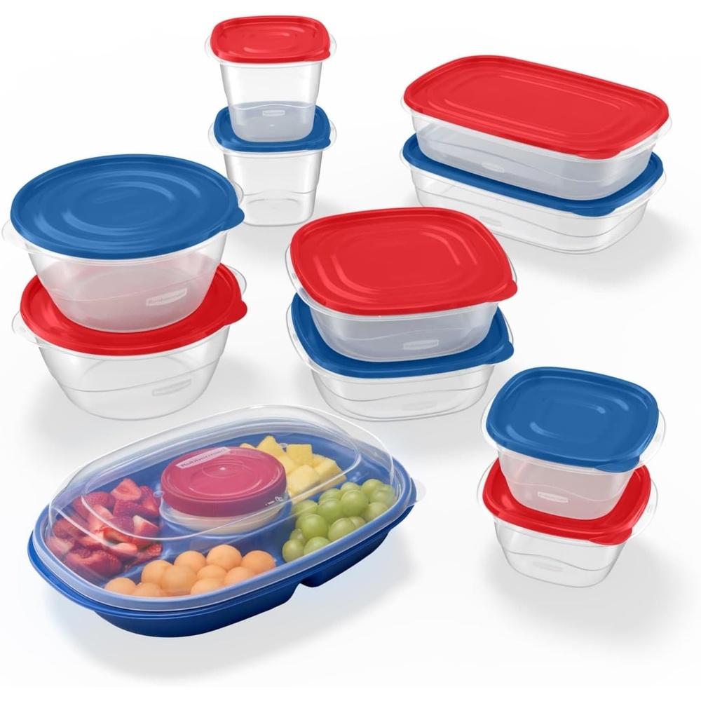 image:imageRubbermaid TakeAlongs SpecialEdition Americana 13Piece Set of Food Storage Containers with Lids Including Two Pitchers and Ice Tray QuikClik Seal BPAFree24Piece
