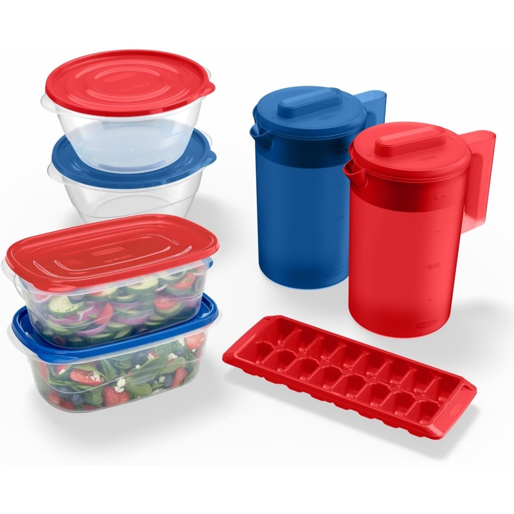 image:imageRubbermaid TakeAlongs SpecialEdition Americana 13Piece Set of Food Storage Containers with Lids Including Two Pitchers and Ice Tray QuikClik Seal BPAFree13Piece
